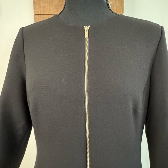 Size 6 Ann Taylor long sleeve black dress. Gold zippers. Polished/professional - Picture 4 of 8